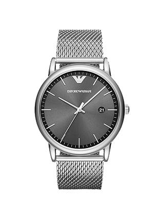 Emporio Armani AR11069 Men's Date Bracelet Strap Watch, Silver/Grey