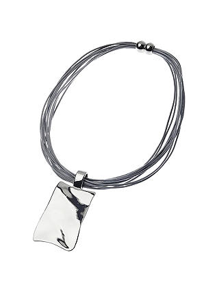 Adele Marie Leather Multi Strand and Square Pendant Necklace, Silver