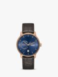 Rado R22879205 Unisex Coupole Automatic Date Leather Strap Watch, Brown/Blue
