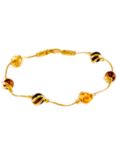 Be-Jewelled Cabochon Amber Snake Chain Bracelet, Multi
