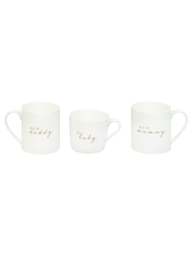 John Lewis Baby, Mummy & Daddy Ceramic Mugs, Set of 3, White