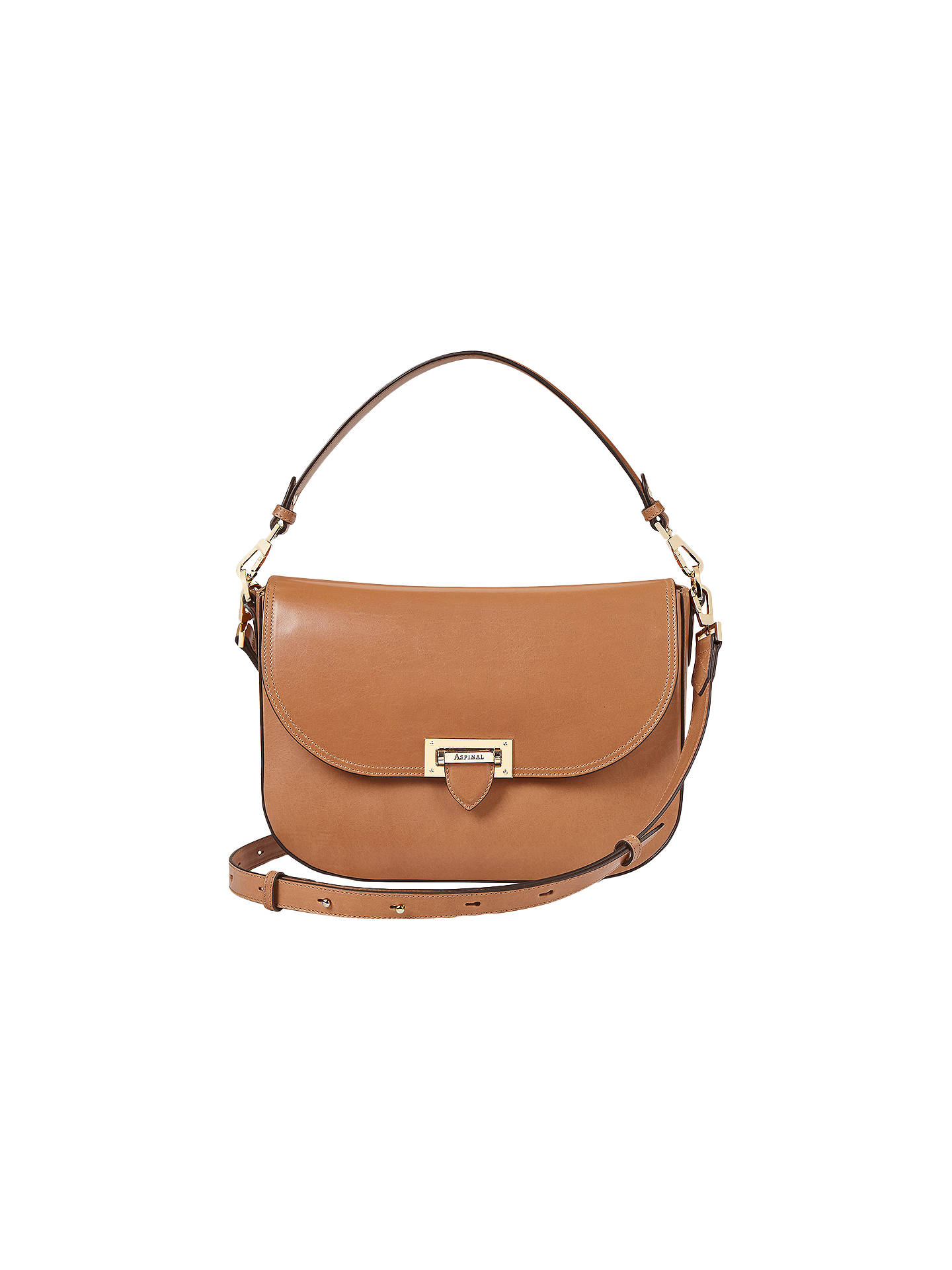 Aspinal of London Letterbox Leather Slouchy Saddle Bag, Tan at John Lewis & Partners