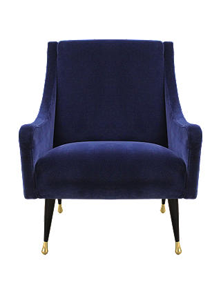 Duresta Carnaby Chair, Ebony and Gold Tipped Leg, Harrow Velvet Navy