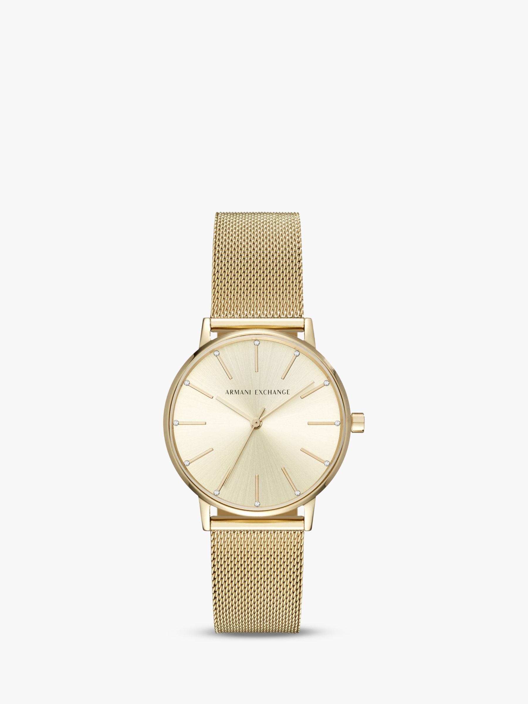 Armani Exchange Women's Mesh Bracelet Strap Watch, Silver/Rose Gold AX5537  at John Lewis & Partners