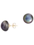 A B Davis 9ct Gold Freshwater Pearl Stud Earrings, Black