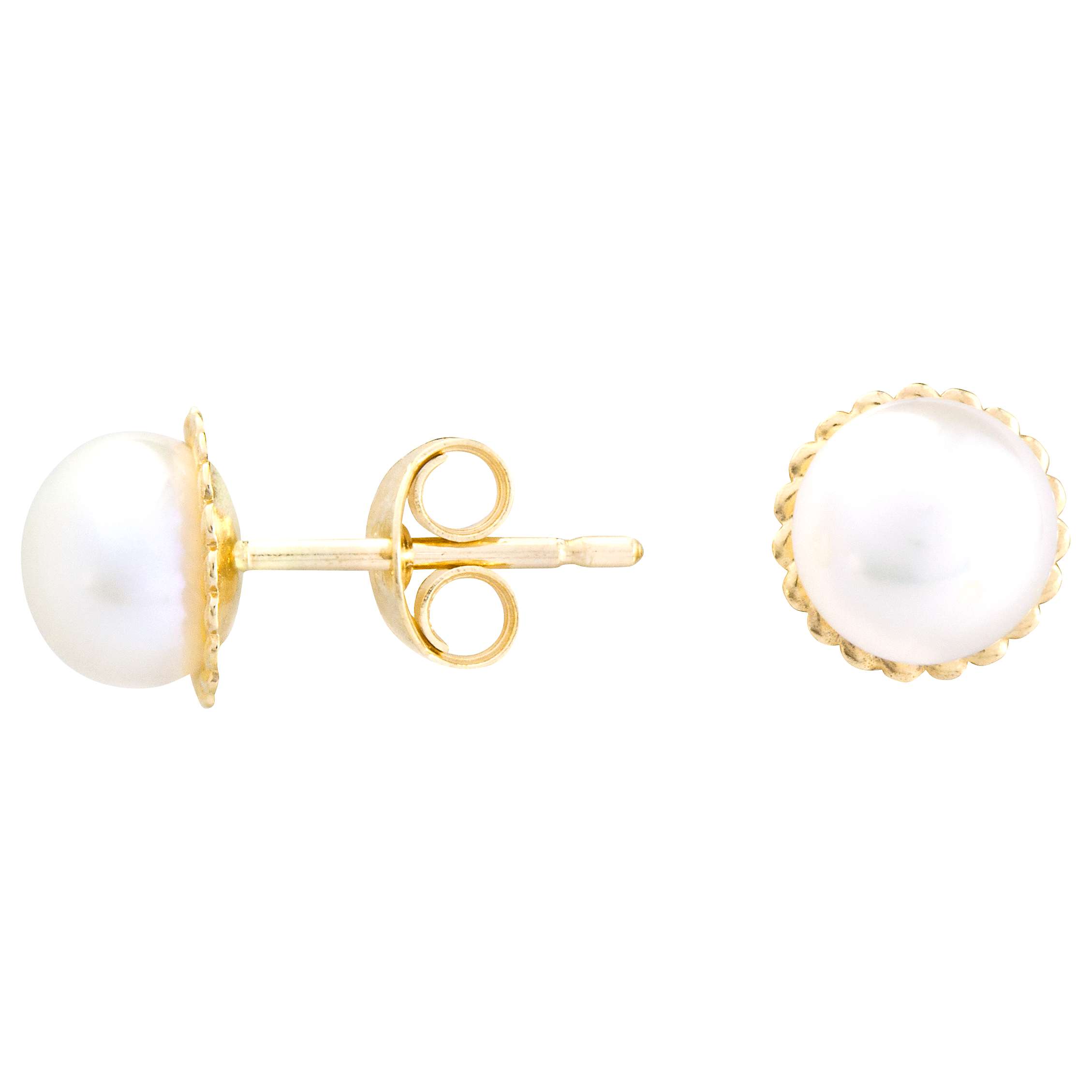 Buy A B Davis 9ct Gold Rope Pearl Stud Earrings, White Online at johnlewis.com