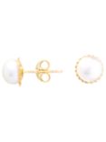 A B Davis 9ct Gold Rope Pearl Stud Earrings, White