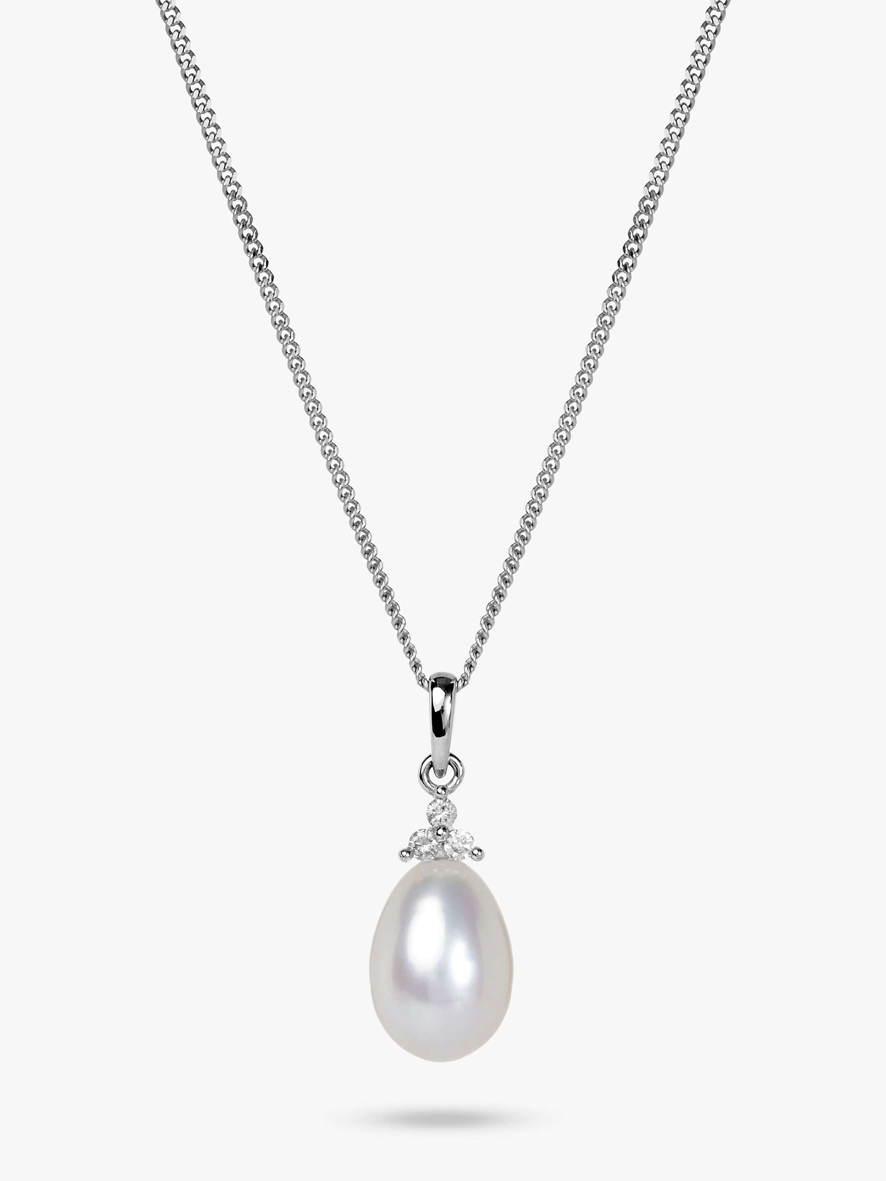 Buy A B Davis 9ct Gold Diamond and Pearl Pendant Necklace, White Gold Online at johnlewis.com