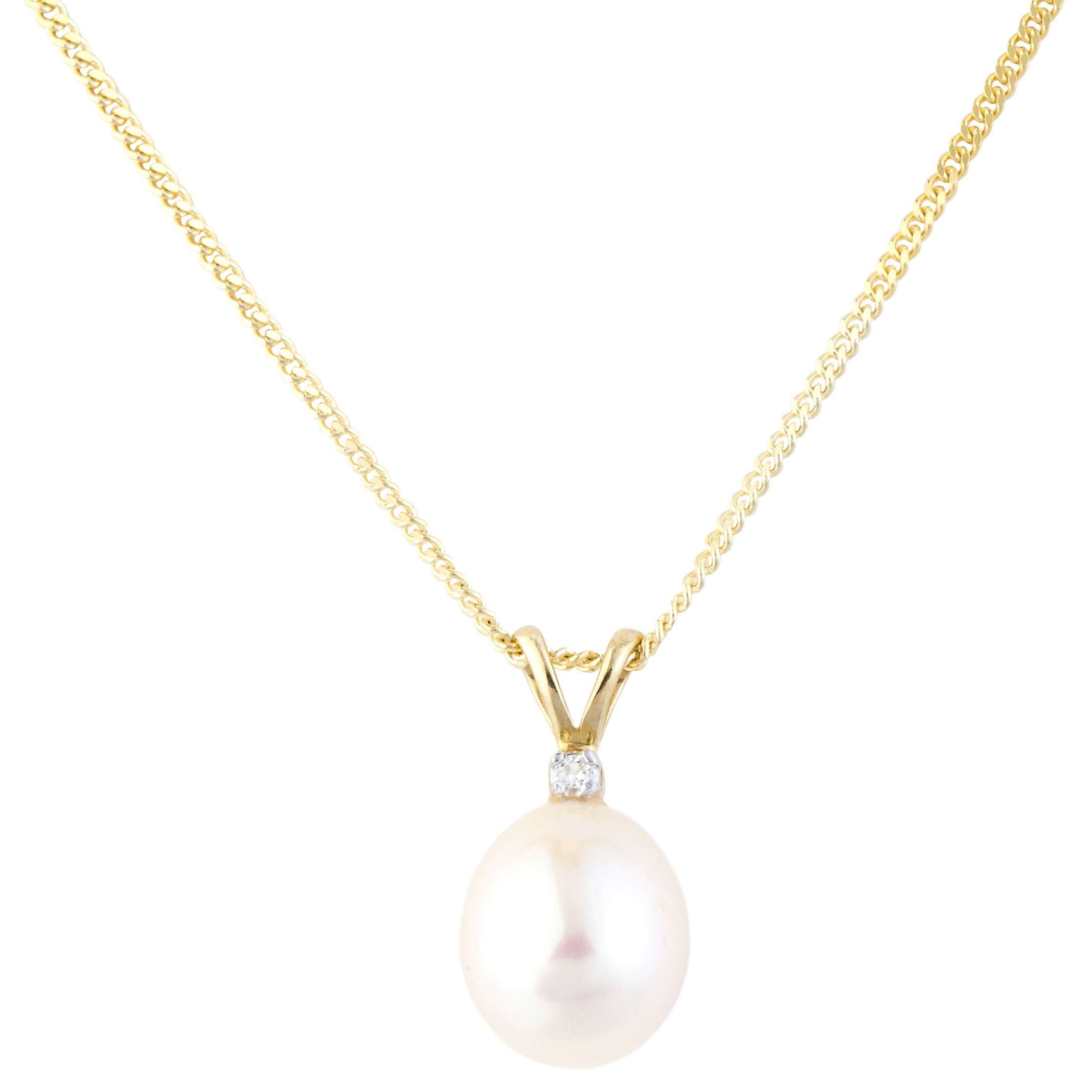 Buy A B Davis 9ct Gold Diamond Pearl Pendant Necklace, Gold/Pink Online at johnlewis.com