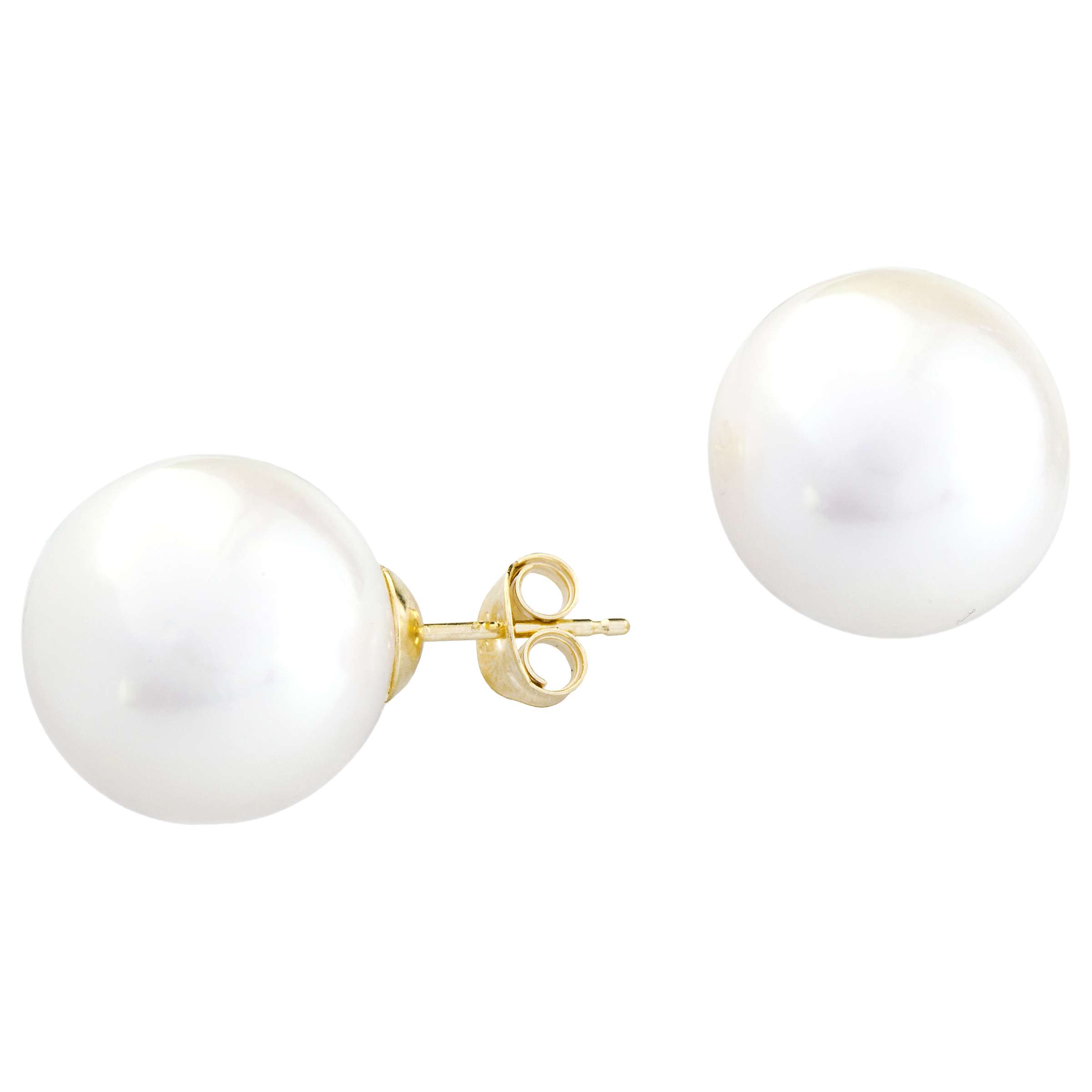 Buy A B Davis 9ct Gold Round Freshwater Pearl Stud Earrings, White Online at johnlewis.com