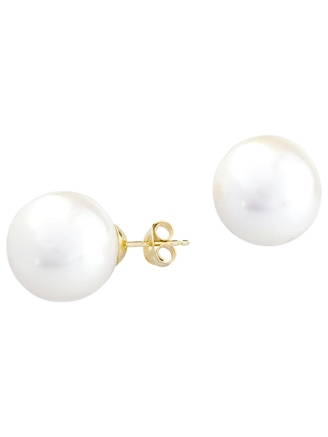 A B Davis 9ct Gold Round Freshwater Pearl Stud Earrings, White