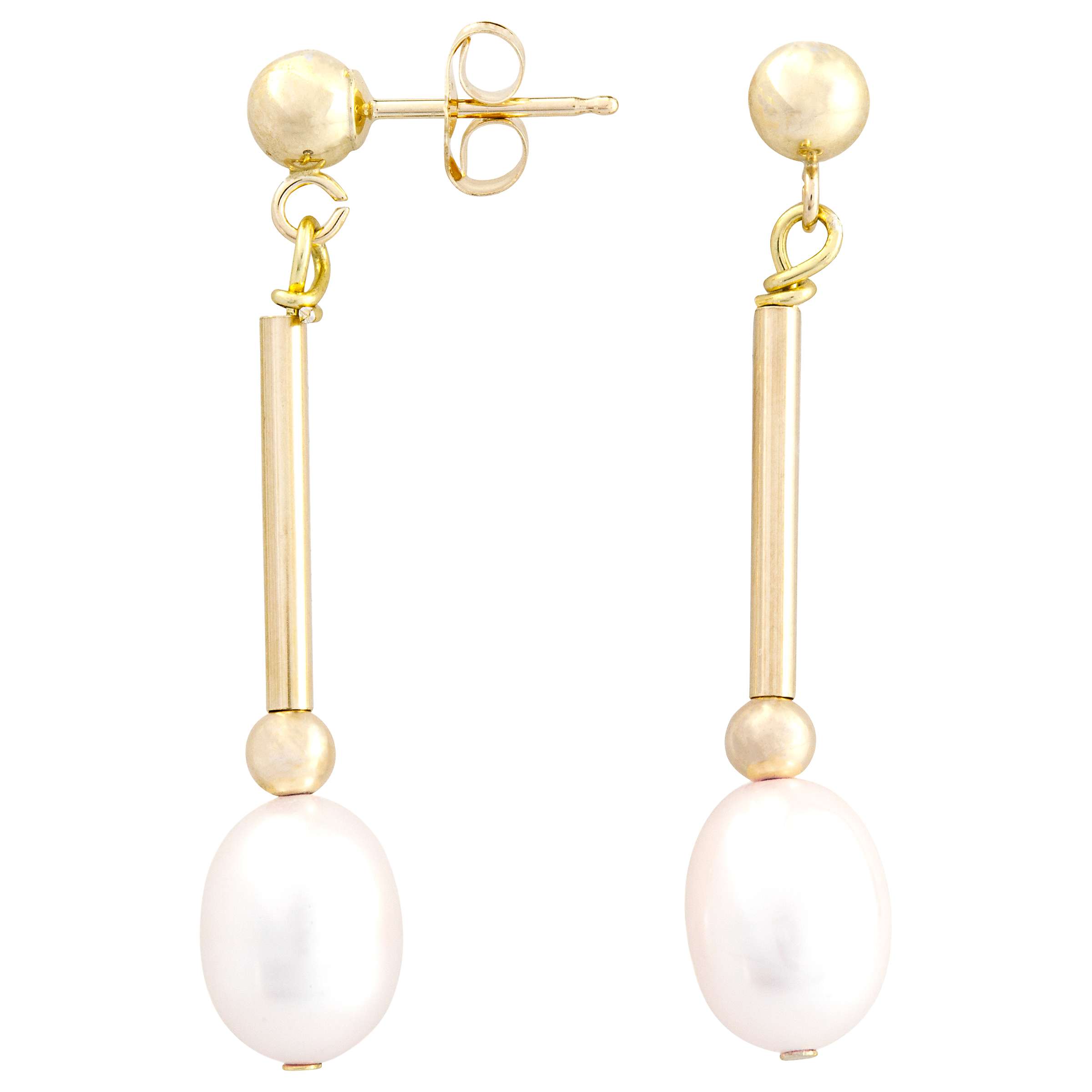 Buy A B Davis 9ct Gold Bar Drop Pearl Earrings Online at johnlewis.com