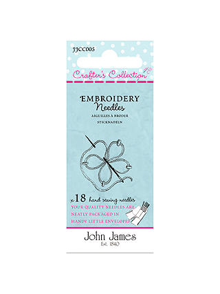 Needles by John James Crafters Collection Embroidery Needles, Sizes 7-10, Pack of 18