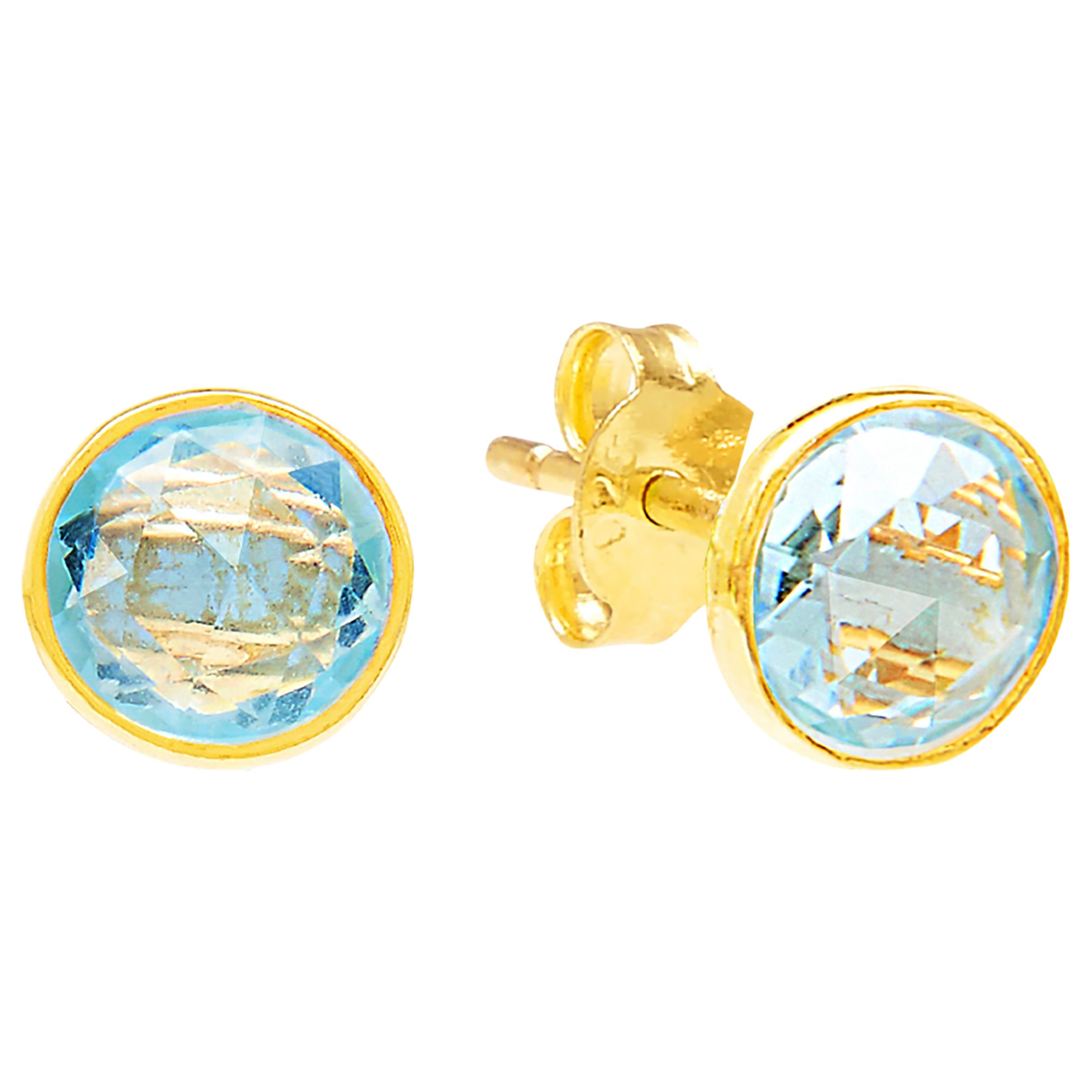 Auren 18ct Gold Vermeil Round Stud Earrings, Topaz