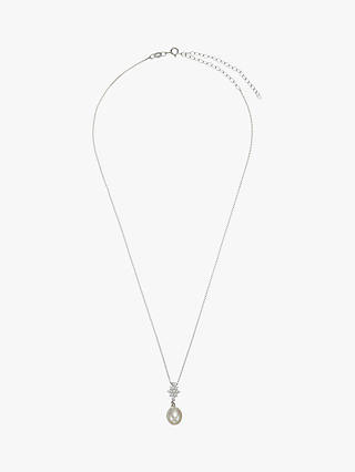 Lido Diamond Shaped Pearl Drop Pendant Necklace, Silver