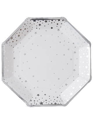 Ginger Ray Silver Star Paper Plates, Pack of 8
