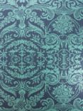 Matthew Williamson Orangery Lace Wallpaper, Midnight/Metallic Jade W7142-04