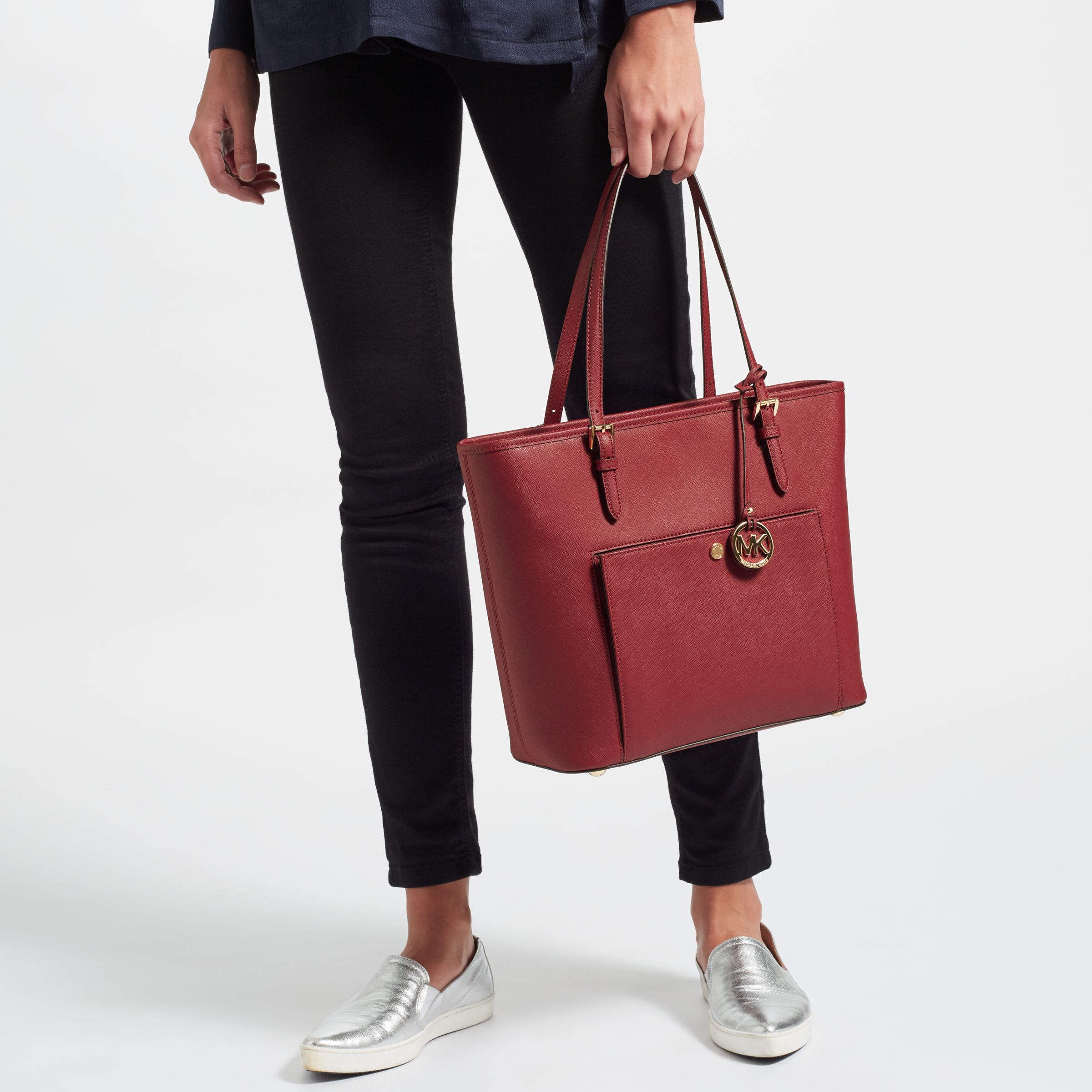 mk jet set snap pocket tote