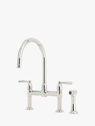 Perrin & Rowe Io 4273 2 Lever Deck Mounted Bridge Kitchen Tap With Spray