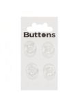 Groves Patterned Button, 15mm, Pack of 4, Clear