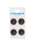 Groves Leather Look Button, 17mm, Pack of 4, Black
