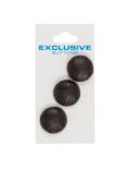 Groves Leather Look Button, 20mm, Pack of 3, Brown