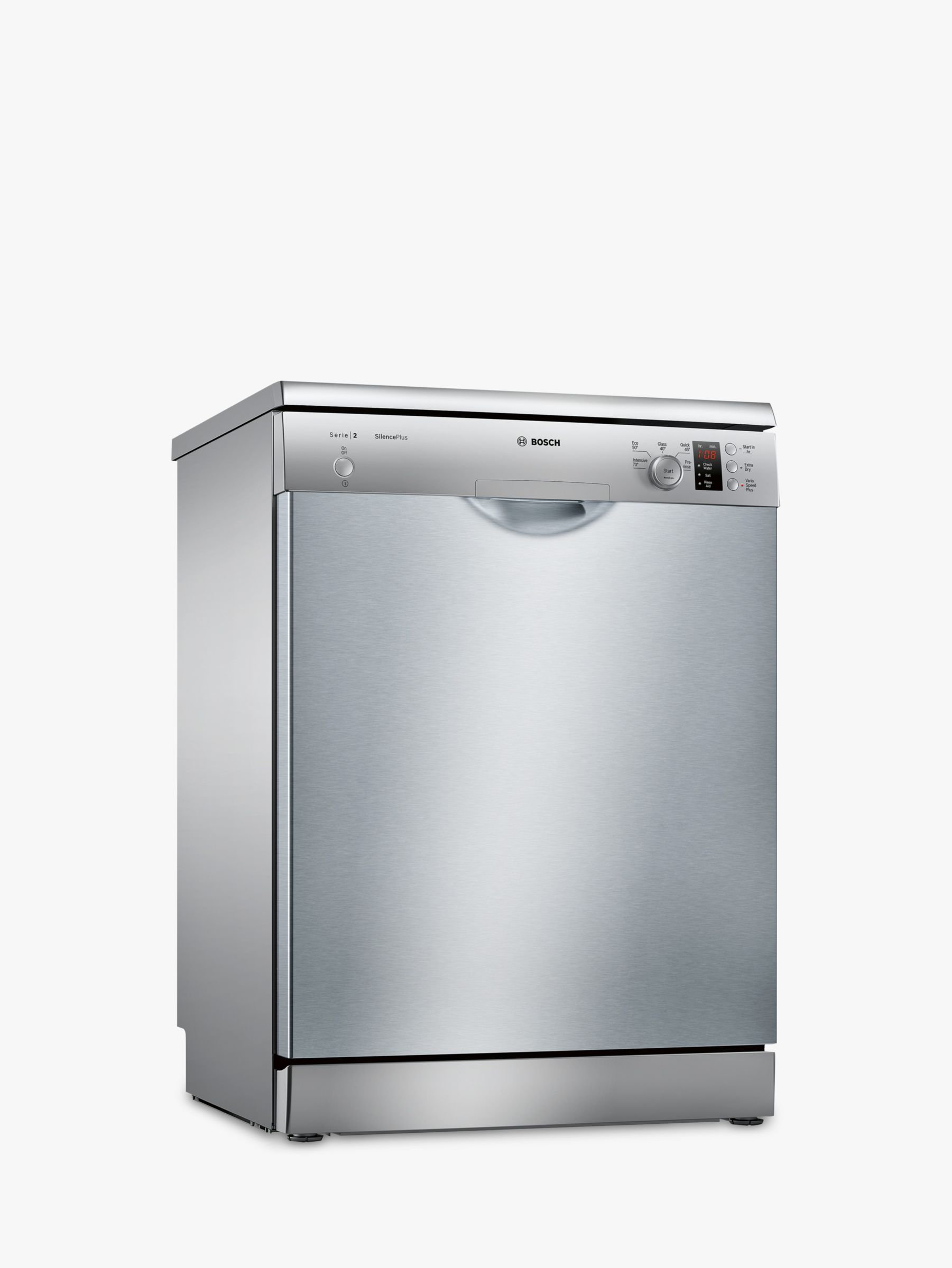 Bosch SMS25AI00G Freestanding Dishwasher, Silver Inox