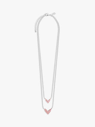 Joma Jewellery Love Life Layered Heart Necklace, Silver/Rose Gold