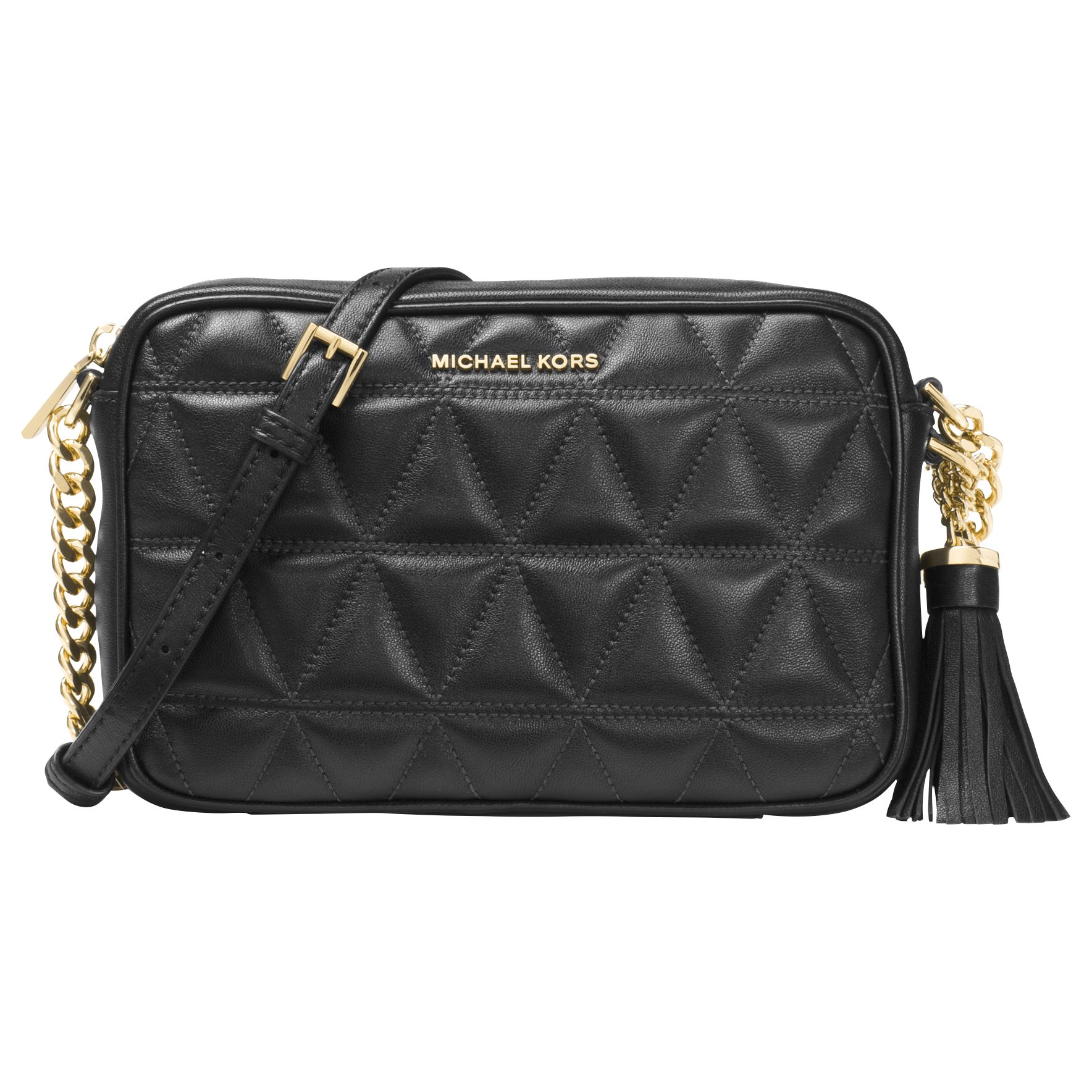 MICHAEL Michael Kors Ginny Quilted Leather Cross Body Camera Bag, Black at John Lewis & Partners