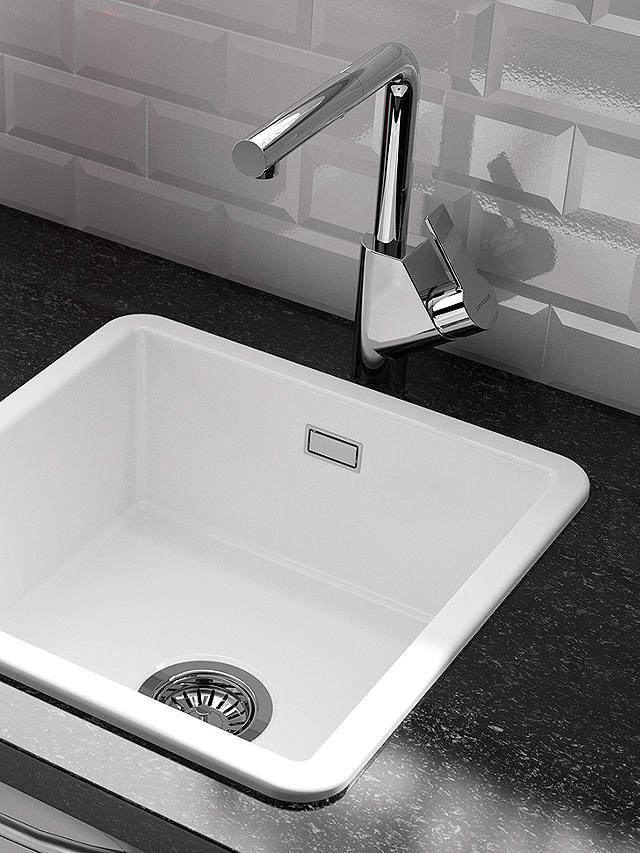 Clearwater Metro Small Single Bowl Ceramic Kitchen Sink, White