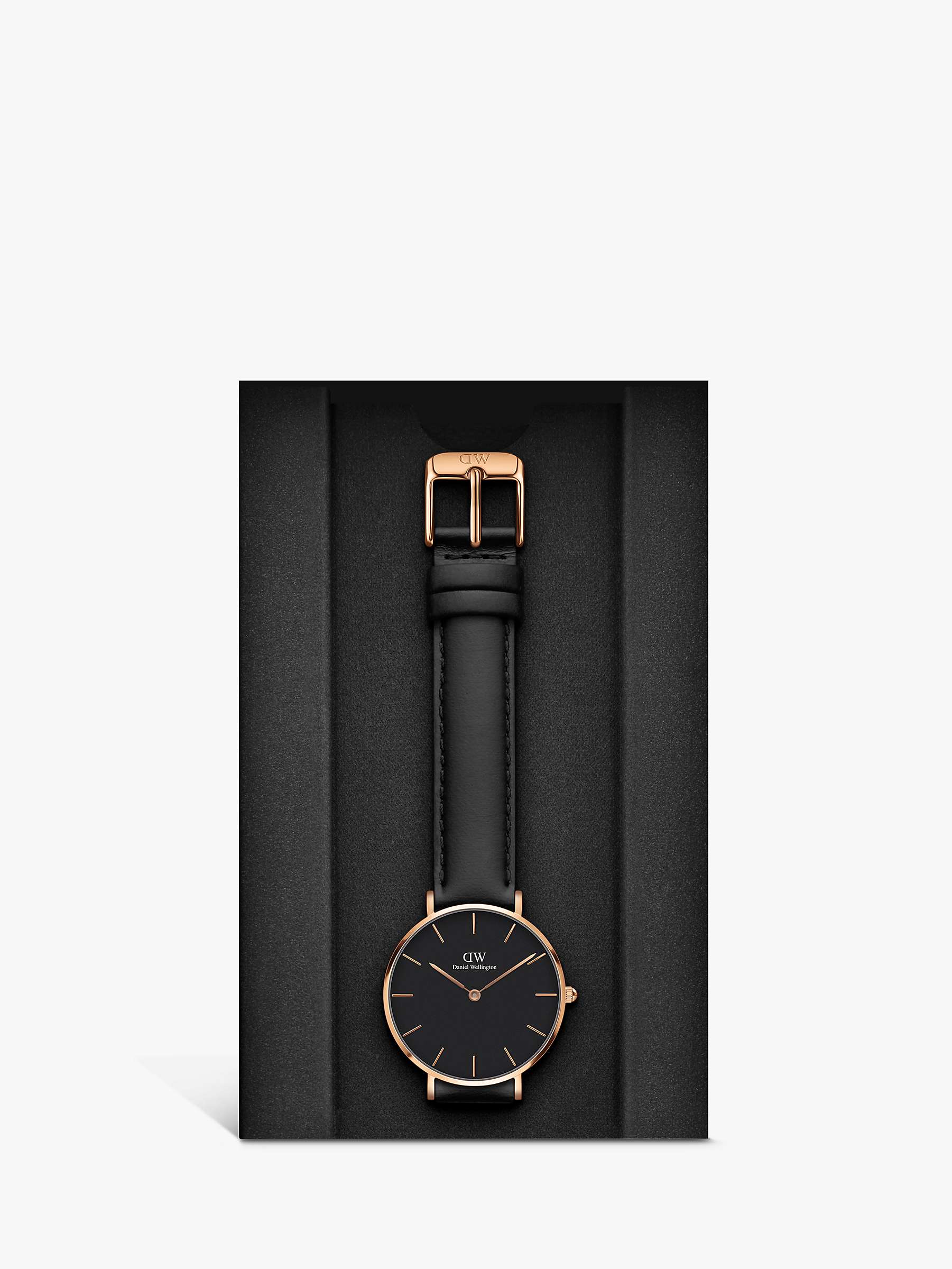 Buy Daniel Wellington Women's 32mm Petite Leather Strap Watch, Black DW00100168 Online at johnlewis.com