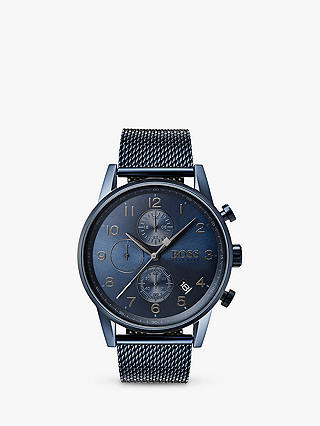 HUGO BOSS 1513538 Men's Navigator Chronograph Date Bracelet Strap Watch, Navy