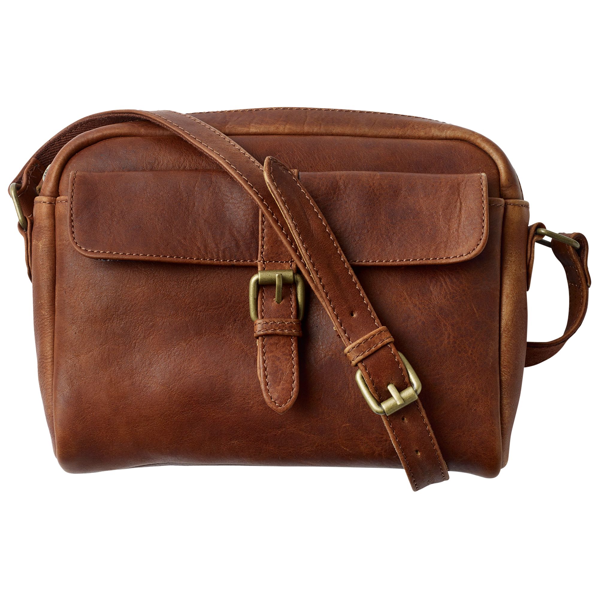 Buy Fat Face Leather Cross Body Camera Bag, Chestnut | John Lewis