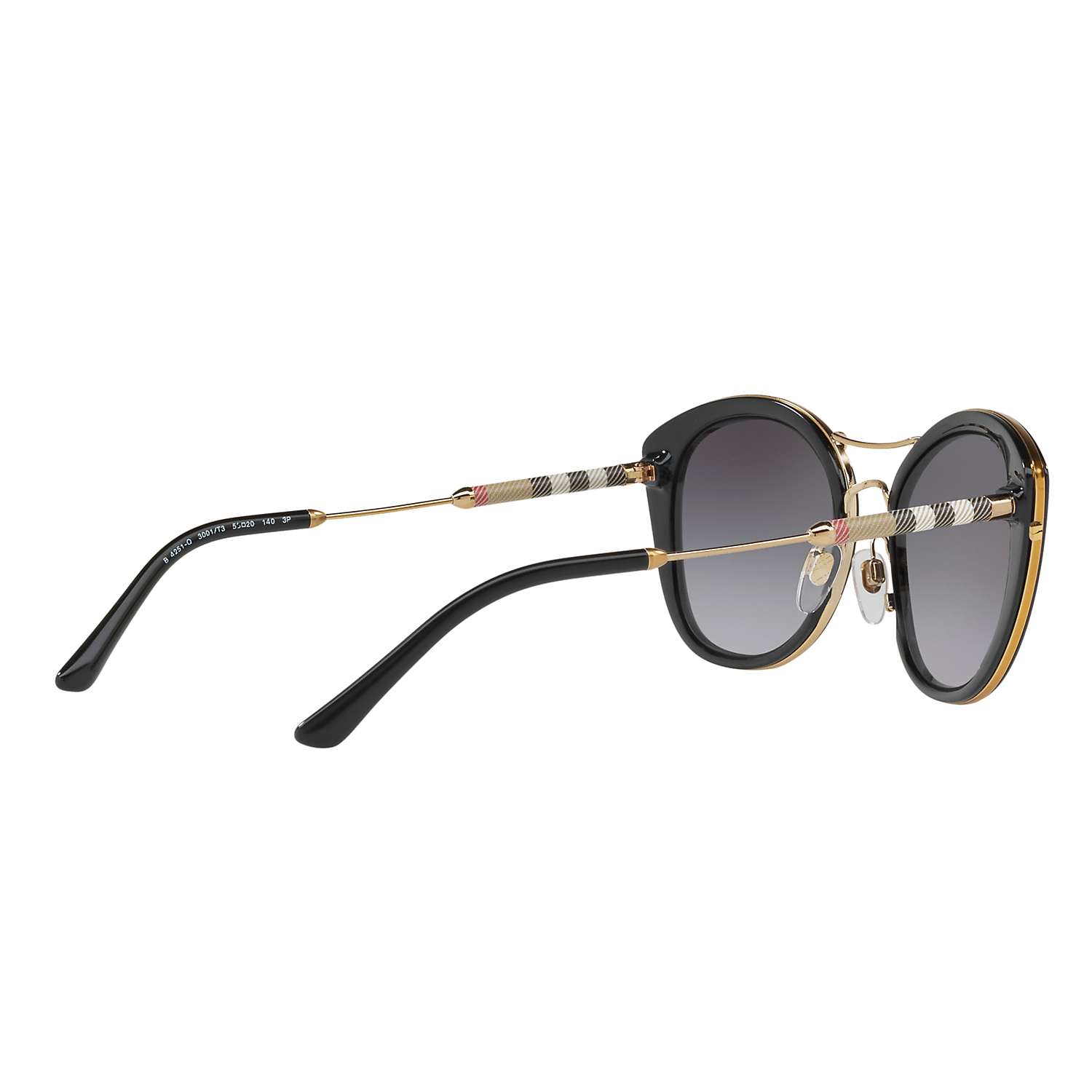 Burberry BE4251Q Round Sunglasses, Black/Black Gradient at John Lewis ...