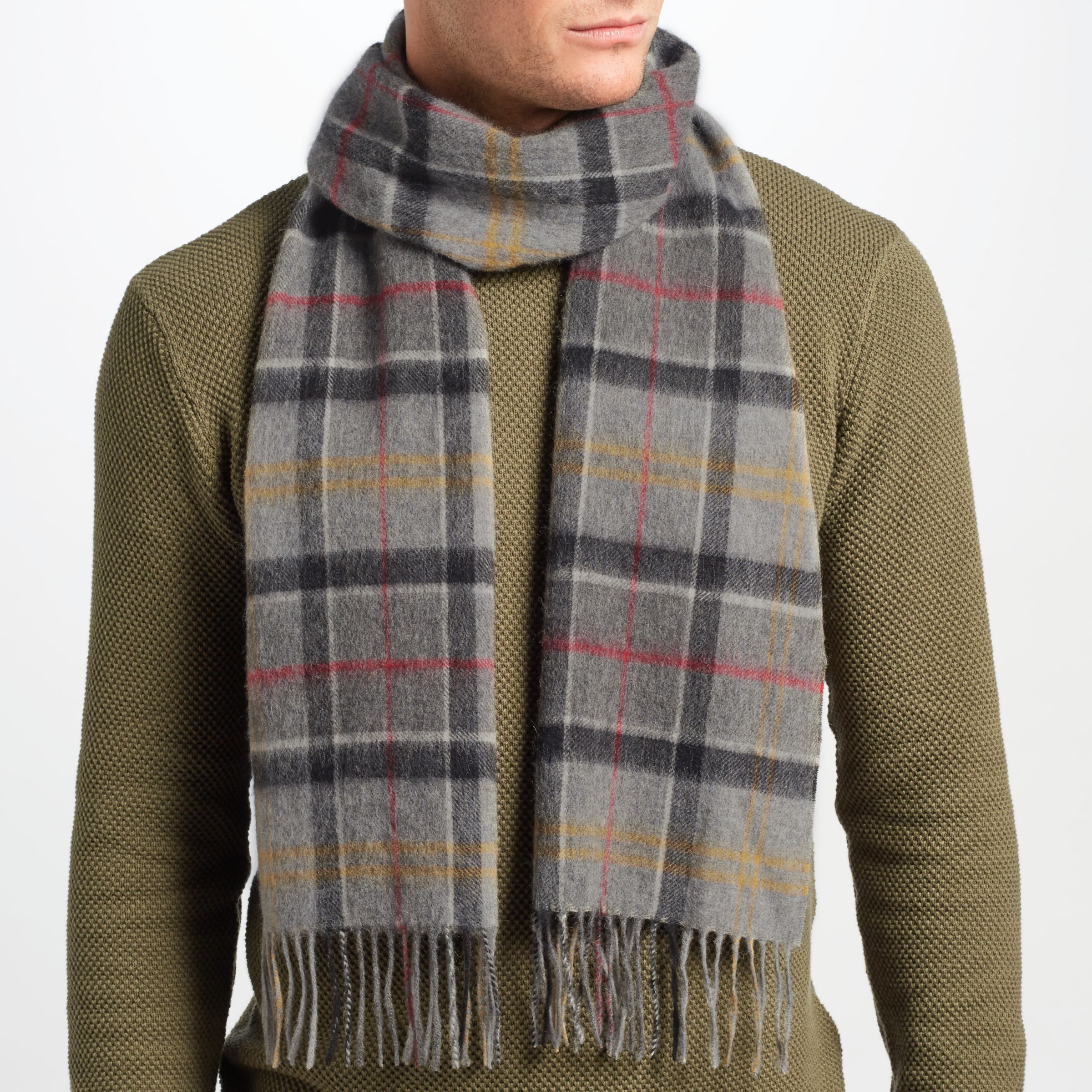 barbour tartan merino cashmere wool scarf