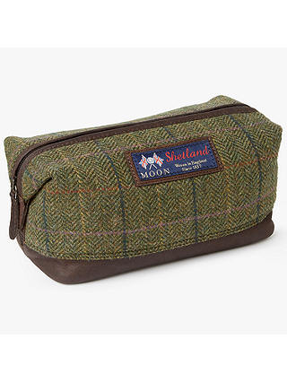 John Lewis & Partners Made in England Moon Check Wash Bag, Brown