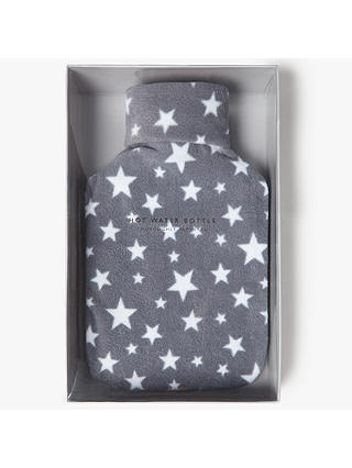 John Lewis Star Fleece Hot Water Bottle, Grey
