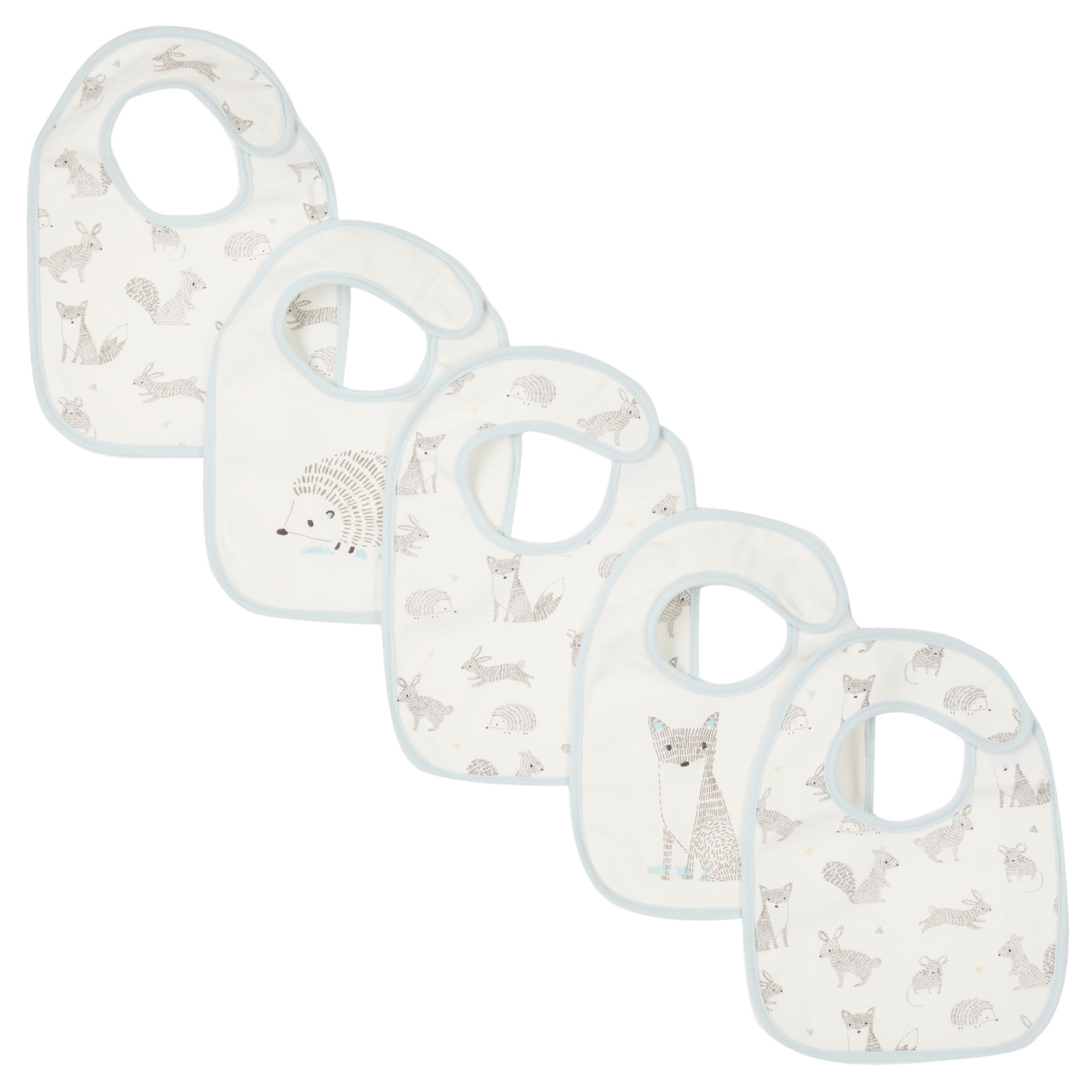 John Lewis & Partners Baby Forest Friends Bib, Pack of 5
