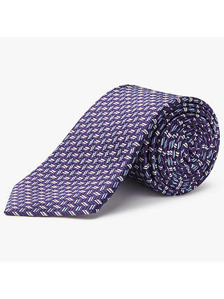 Chester by Chester Barrie Herringbone Silk Tie, Purple
