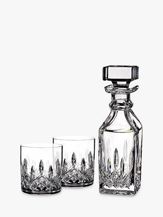 Waterford Crystal Lismore Connoisseur Cut Glass Square Decanter and Tumblers Set, 3 Pieces