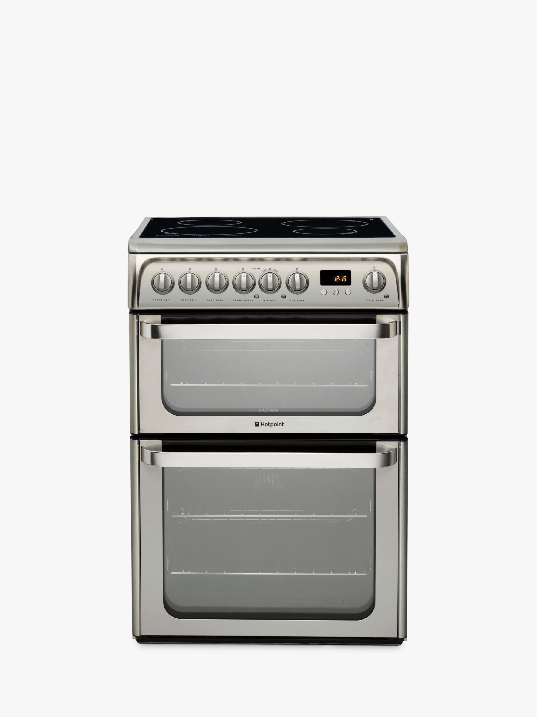 Hotpoint HUI611 X Double Electric Cooker, Stainless Steel