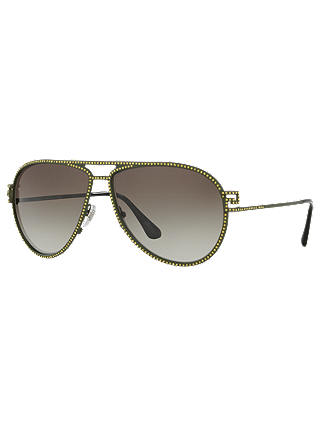 Versace VE2171B Studded Aviator Sunglasses, Green/Grey Gradient