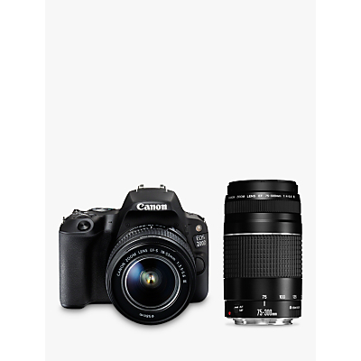 Canon EOS 200D Digital SLR Camera with 18-55mm f/3.5-5.6 III & EF 75-300mm f/4-5.6 III Lenses, 1080p Full HD, 24.2MP, Wi-Fi, Bluetooth, NFC, Optical Viewfinder, 3 Vari-angle Touch Screen, Double Zoom Kit, Black