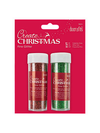 Docrafts Fine Glitter, Pack of 2, Red/Green