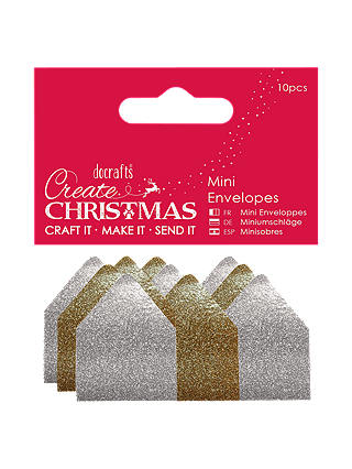 Docrafts Mini Glitter Envelopes, Pack of 10, Gold/Silver