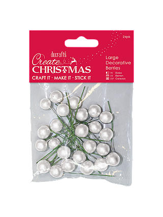 Docrafts Large Decorative Berries, Pack of 24, White