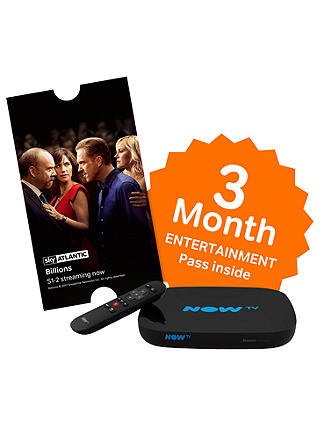 NOW TV Smart TV Box with Pause & Rewind, with 3 Month Entertainment Pass, Black