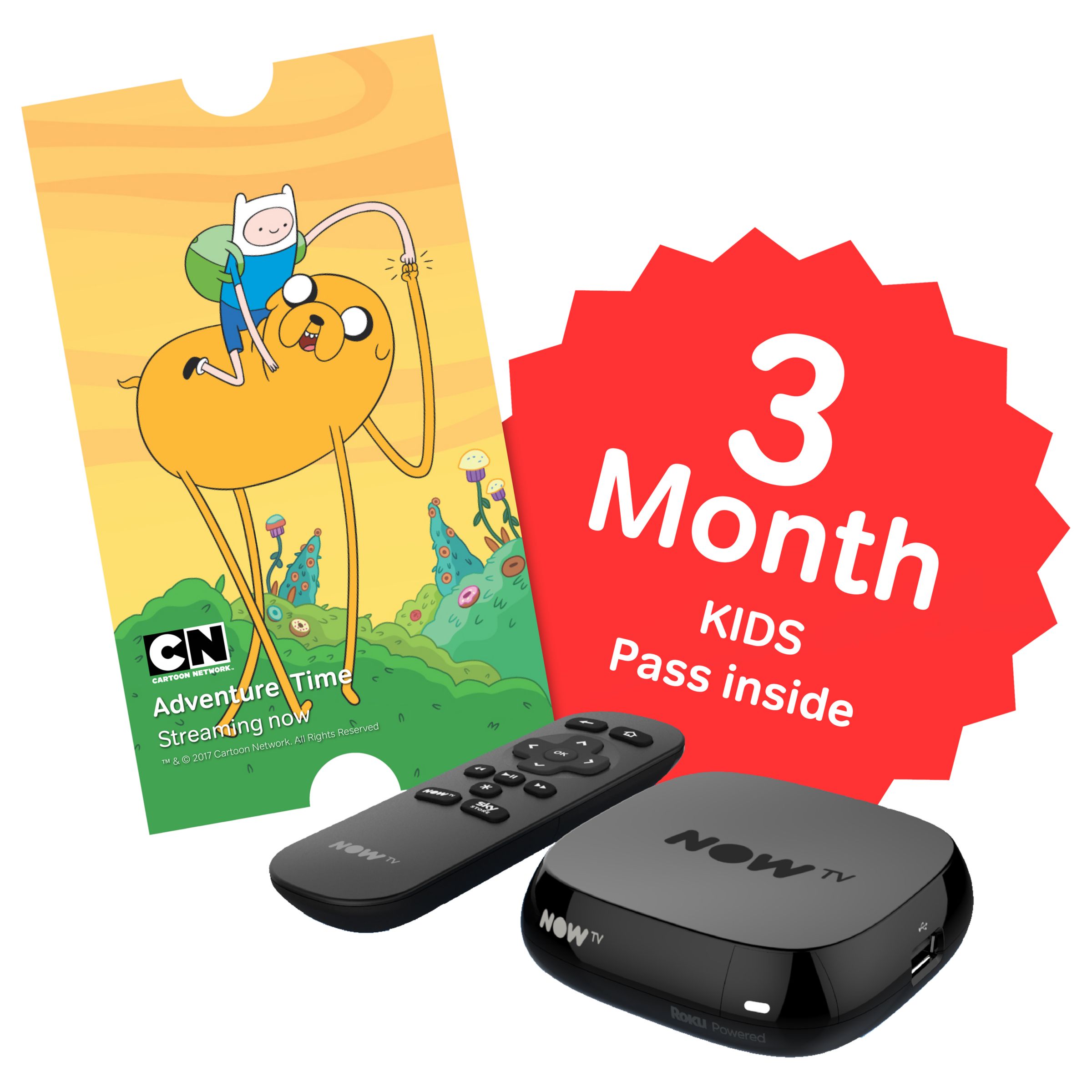 NOW TV Box with 3 Month Kids Pass, Black