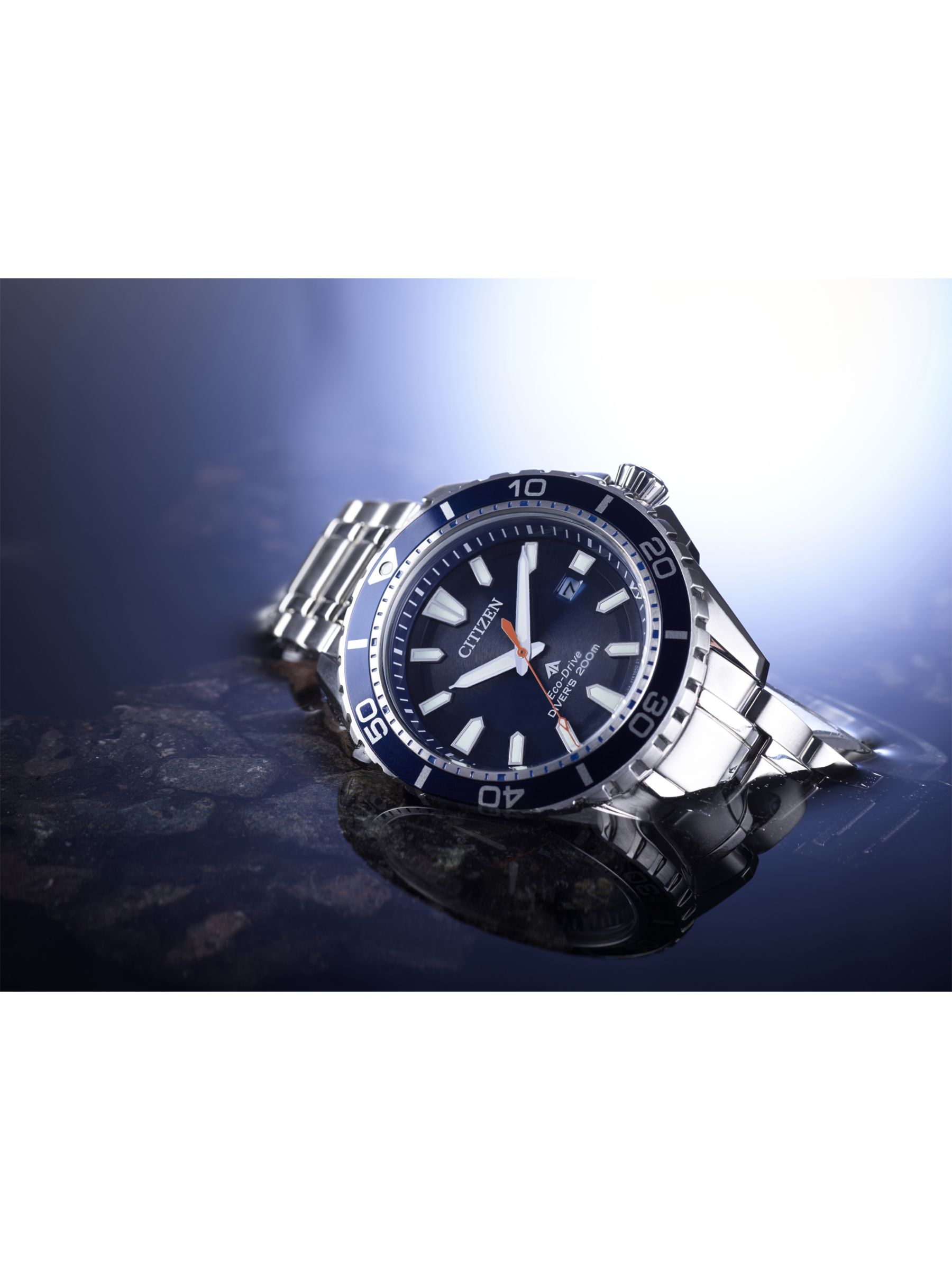 Citizen BN0191-55L Men's Divers Date Bracelet Strap Watch, Silver/Blue
