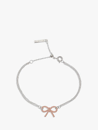 Olivia Burton Vintage Bow Chain Bracelet, Silver/Rose Gold OBJ16VBB04